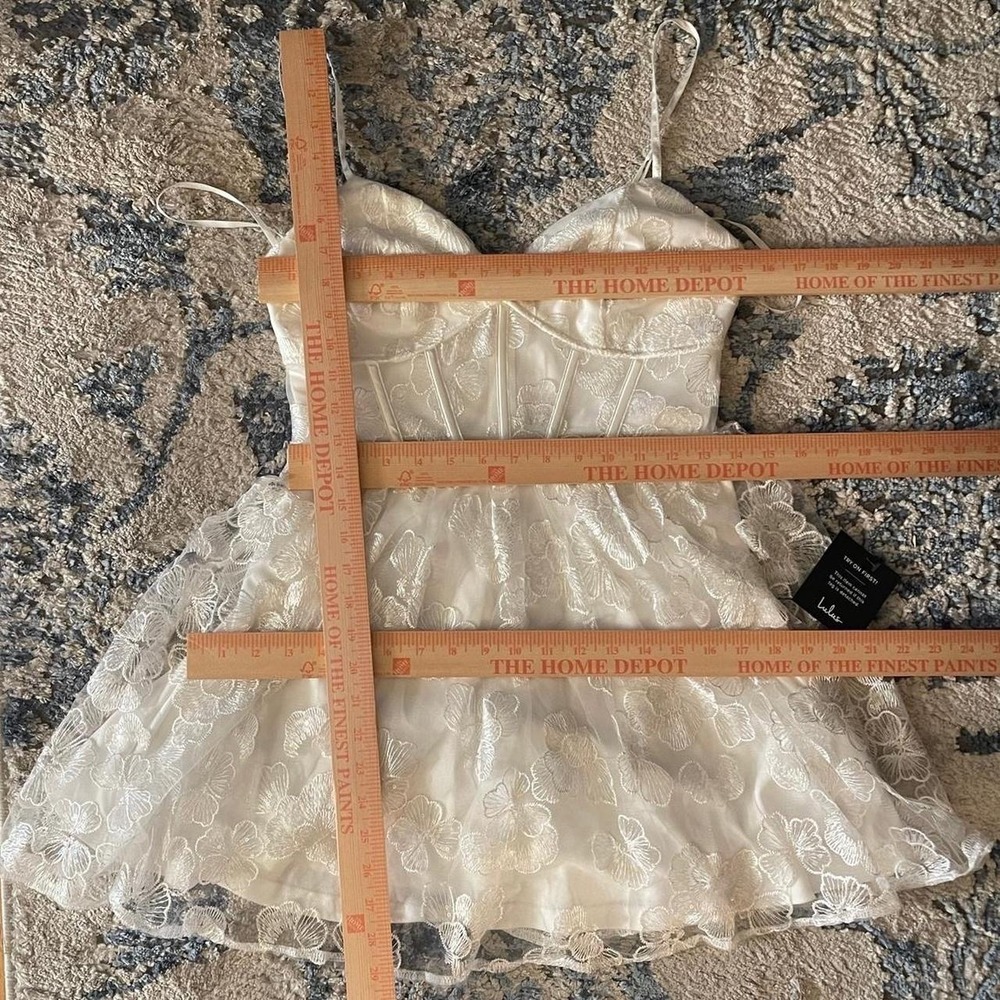NWT Lulus‎ White Sparkle Lace Corset Mini Dress Coquette Romantic Bridal Size S - Picture 8 of 8